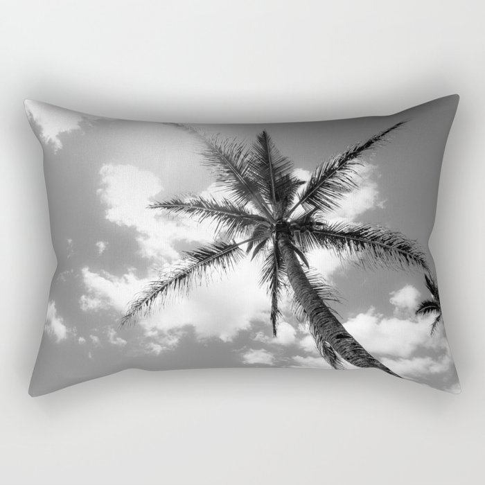 Tropical Palm Trees Black and White Rectangular Pillow