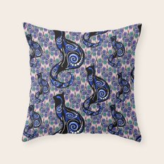 SWIRLY CATS Throw Pillow