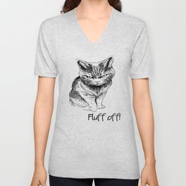 Fluff Off Angry Cat V Neck T Shirt
