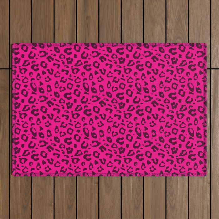 Pink Fluo Leopard Pattern Outdoor Rug