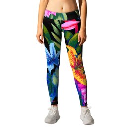 Let's Go Abstract Leggings | Abstract, Gouache, Painting, Lily, Flowers, Tropical, Floral, Nature, Jungle, Bird Of Paradise 