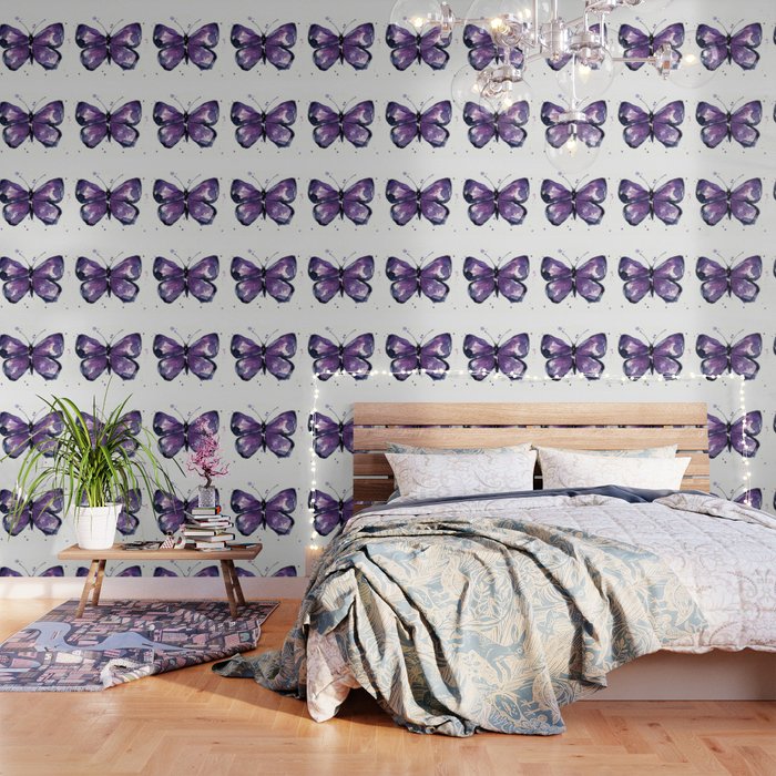 Purple Butterfly Watercolor Abstract Animal Art Wallpaper By Olechka Society6