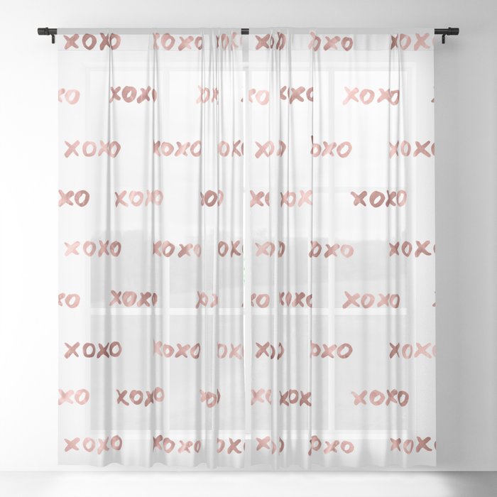 XOXO Fashion Love Rose Gold Pattern 2 Sheer Curtain