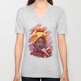 Strong Powerful Sexy Beautiful African American Black Women Art Acrylic Painting  V Neck T Shirt
