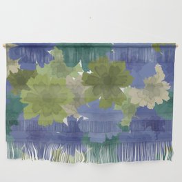 Watercolor Flowers - Blue and Green Wall Hanging