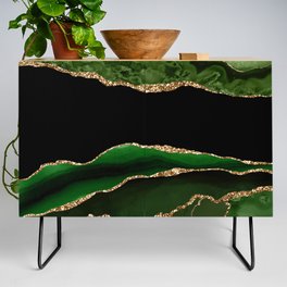 Beautiful Emerald And Gold Marble Design Credenza