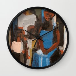 African-American Masterpiece 'Harlem Family' portrait painting by Charles Henry Alston Wall Clock
