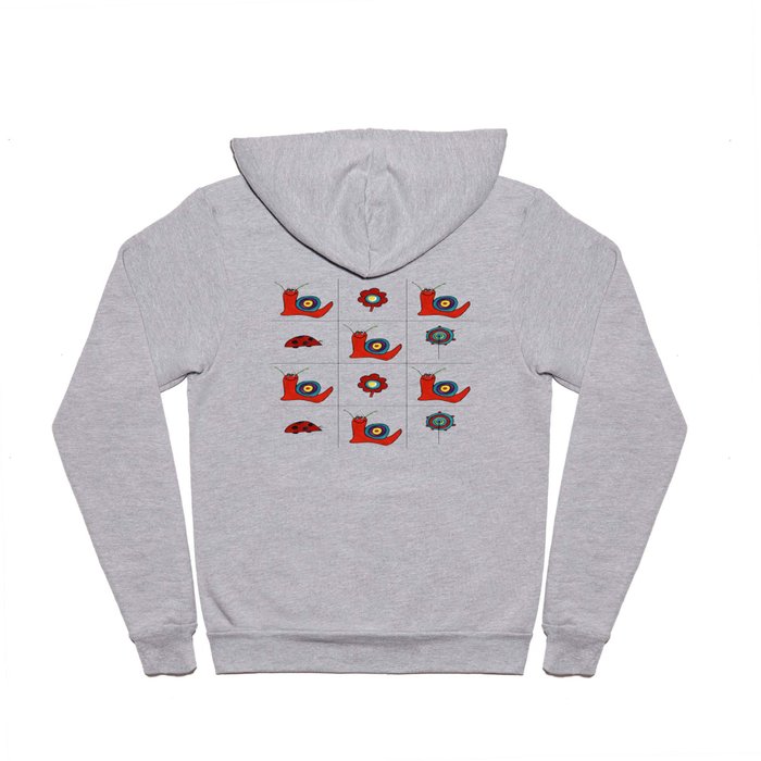 Abstract Snail and Flowers Grid Design Hoody