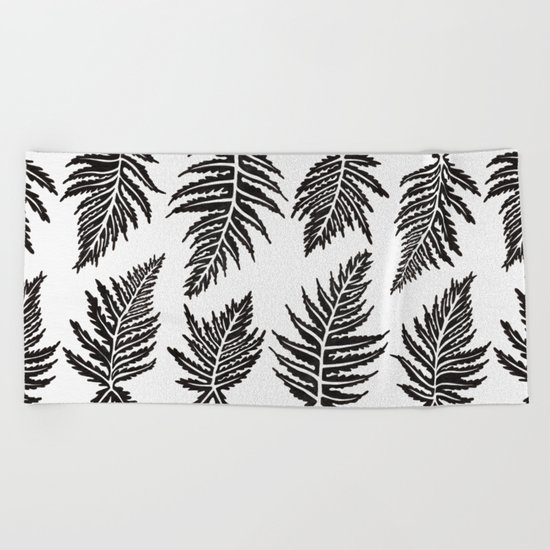 Inked Ferns – Black Palette Beach Towel