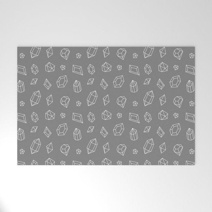Grey and White Gems Pattern Welcome Mat