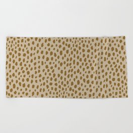 Handmade polka dot brush spots pattern (gold/tan) Beach Towel