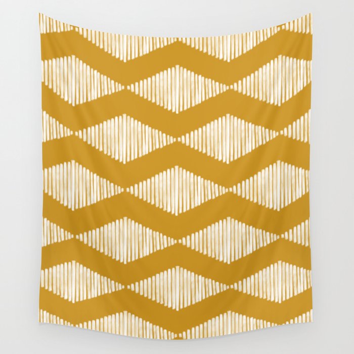 Acoustic Wave Mustard Wall Tapestry