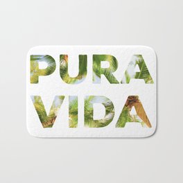 Pura Vida Costa Rica Palm Trees Bath Mat | Nature, Graphic Design, Typography, Pop Art 
