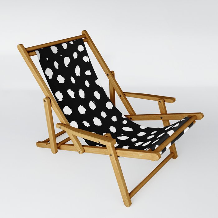 Black and White Brushstroke Dots Sling Chair