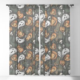 Vintage Halloween Sheer Curtain