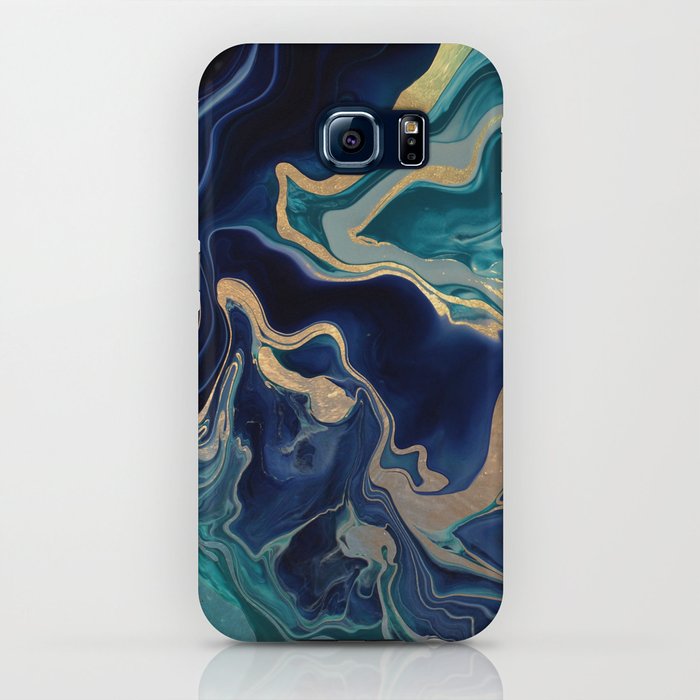 dramaqueen - gold indigo marble iphone case