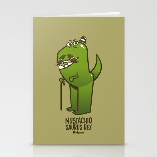 Mustachio Saurus Rex Stationery Cards