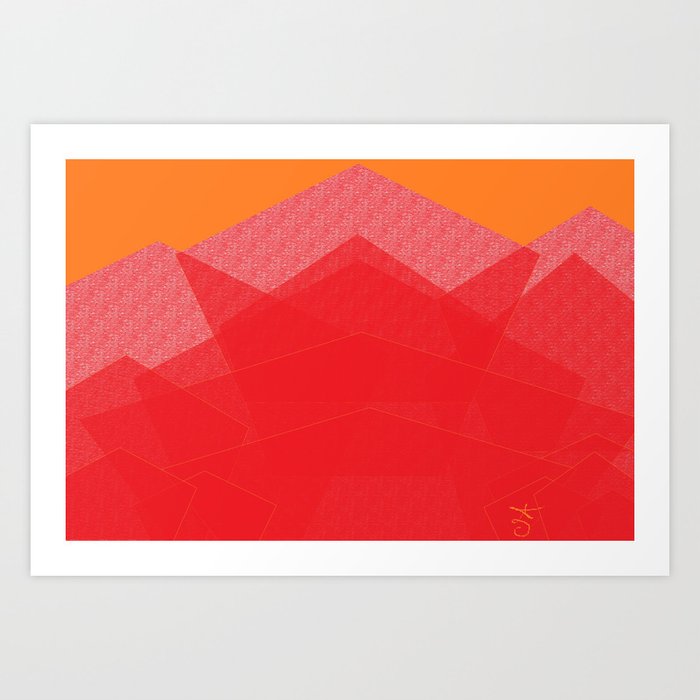 Colorful Red Abstract Mountain Art Print By Anoellejay Society6
