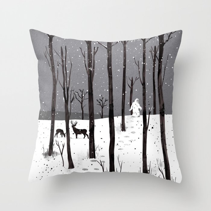 Mister Yeti's Great Escape Throw Pillow