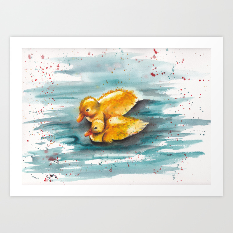 duck in water painting
