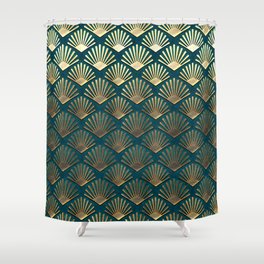Art Deco Pattern | Gatsby Royal Blue Gold Metallic Shower Curtain