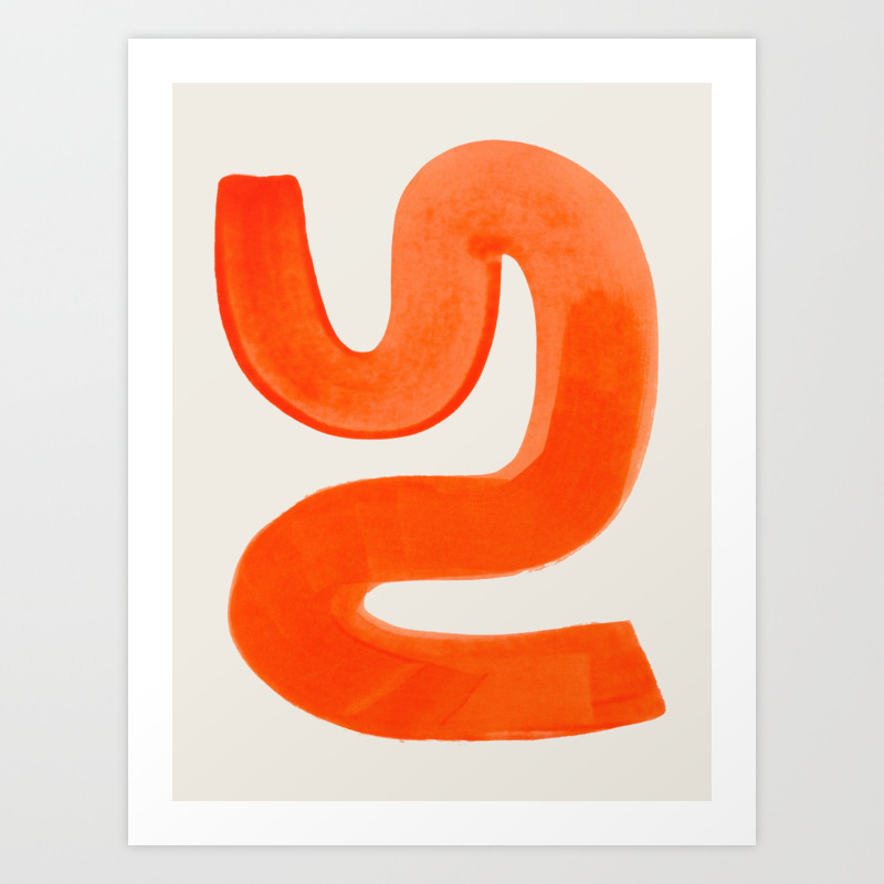 Mid Century Modern Abstract Minimalist Abstract Vintage Retro Orange Watercolor Brush Strokes Art Print By Enshape Society6
