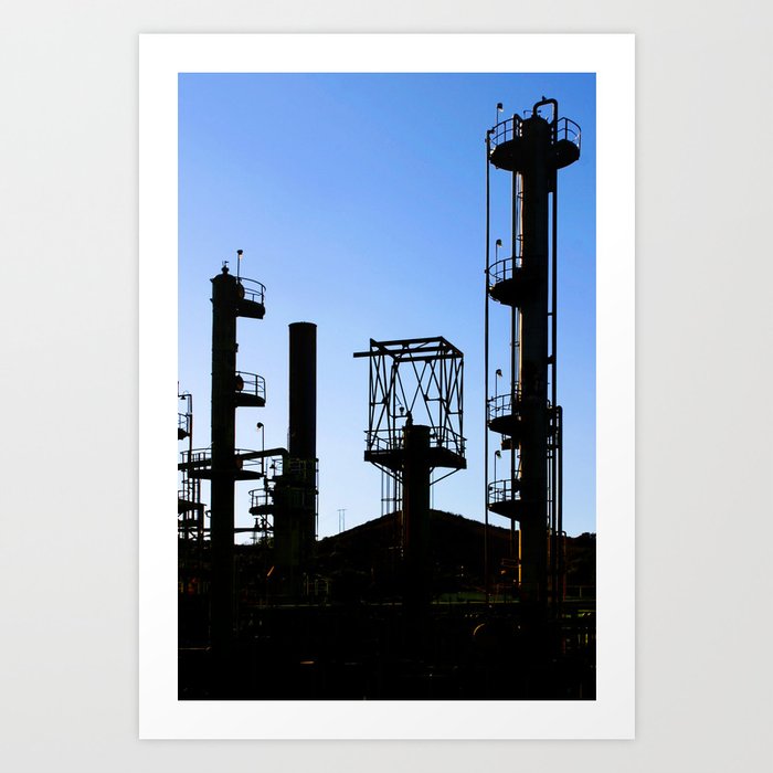 Silhouette Oil Refinery In Ventura Art Print