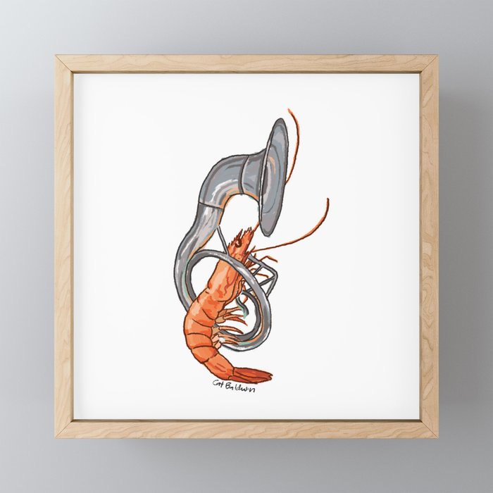 Sousaphone Shrimp Framed Mini Art Print