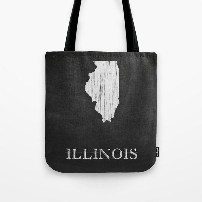 Illinois State Map Chalk Drawing Tote Bag