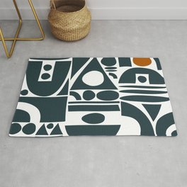 shape collage Rug | Black, Tribal, Bold, Minimal, Black And White, White, Modern, Digital, Shapes, Curated 