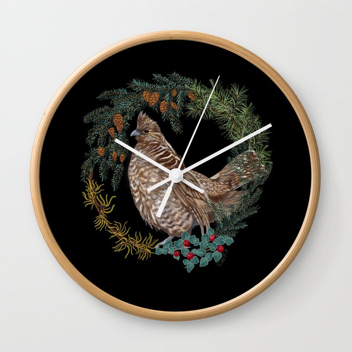 Forest Grouse "Season's Greetings" Wall Clock