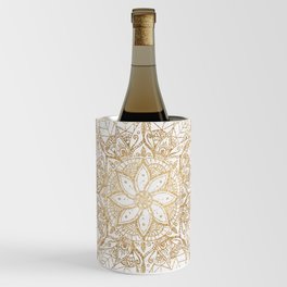 Trendy Gold Floral Mandala Marble Design Wine Chiller