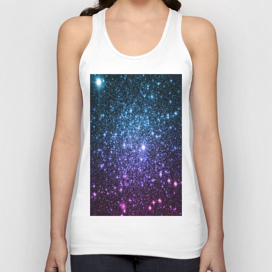 Galaxy Stars : Teal Violet Pink Ombre Unisex Tank Top