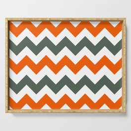 Chevron Pattern In Russet Orange Grey and White Serving Tray