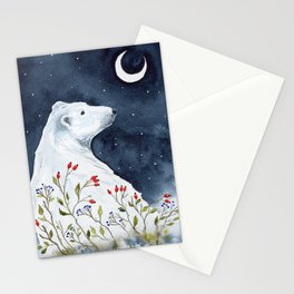 Polar Bear in the Polar Night Stationery Card