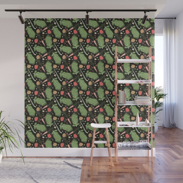 Vegetable Patch on a Dark Background Wall Mural