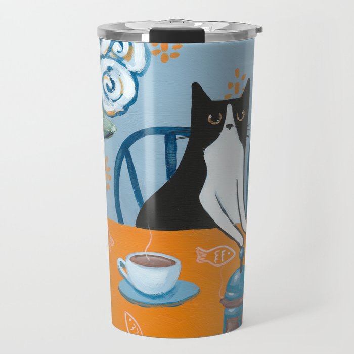 Cats and a French Press Travel Mug