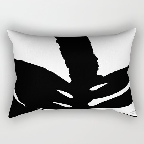 Green Fern Black and White Rectangular Pillow