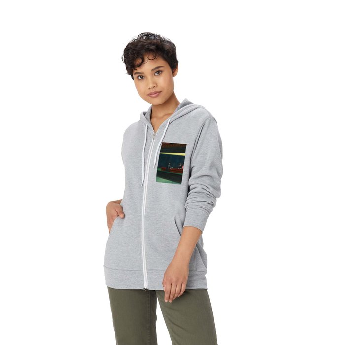 NIGHTHAWKS - EDWARD HOPPER Full Zip Hoodie by THE ICONIC PAINTINGS