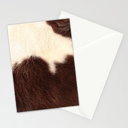 Brown and White Cow Skin Print Pattern Modern, Cowhide Faux Leather Stationery Card