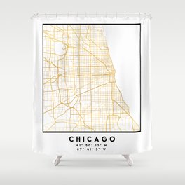 CHICAGO ILLINOIS CITY STREET MAP ART Shower Curtain
