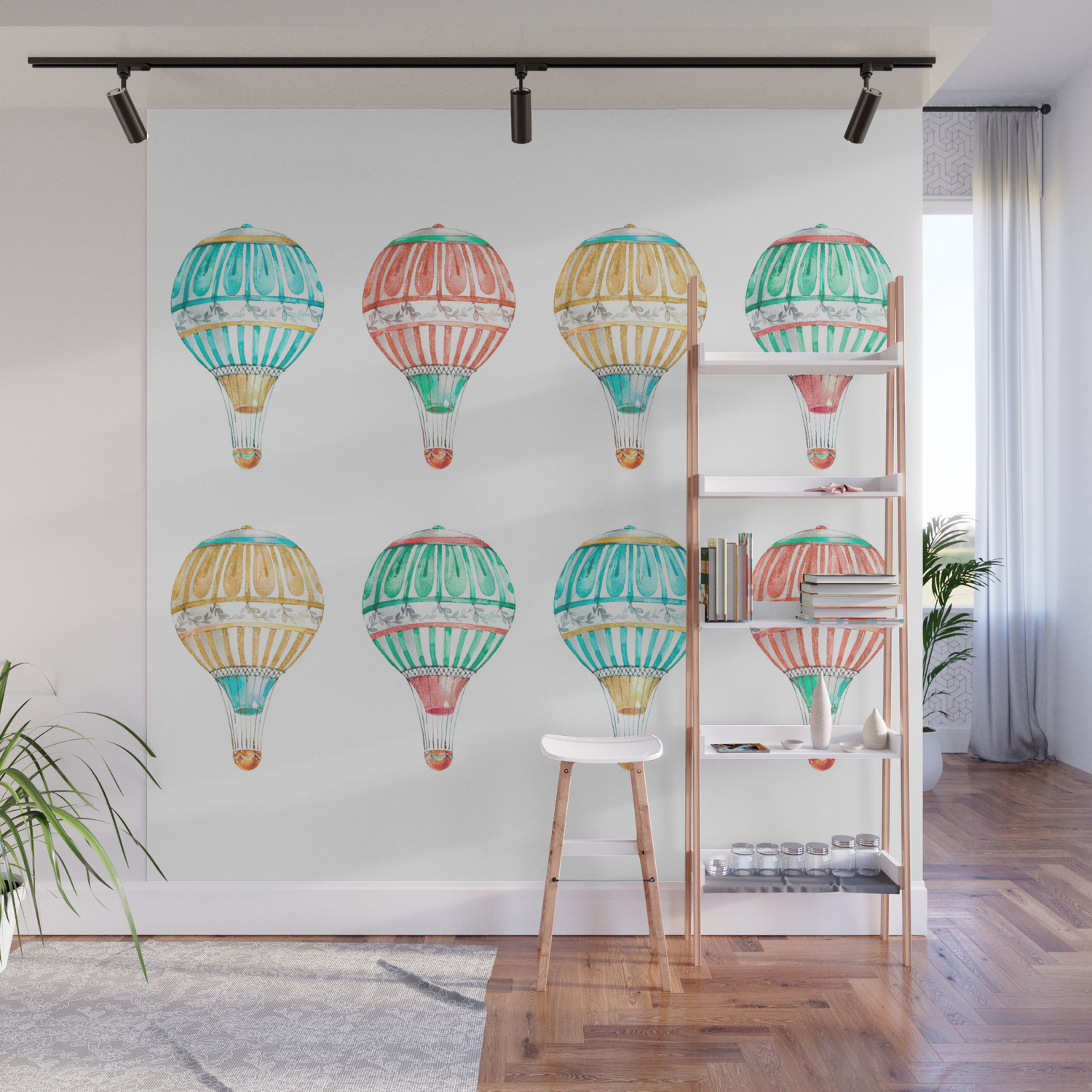 Colorful Hot Air Balloon Wall Mural By Elisagordon Society6