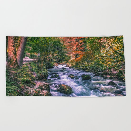 Mountain river Beach Towel