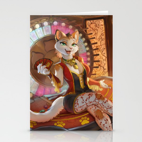Lady of Fortune Casino Cat Stationery Cards