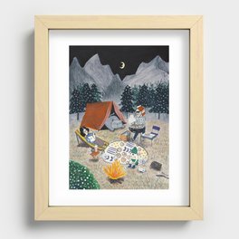 Family Camping in the Forest Recessed Framed Print