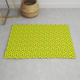 Neon Green Red Spots Pattern Area & Throw Rug