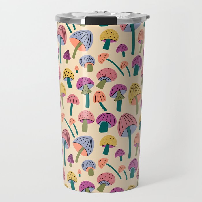 Retro Mushroom - pattern  Travel Mug