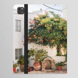 Greek Square Filled with Nature | Mediterranean Town in the Sun | Botanical Travel Photography iPad Folio Case