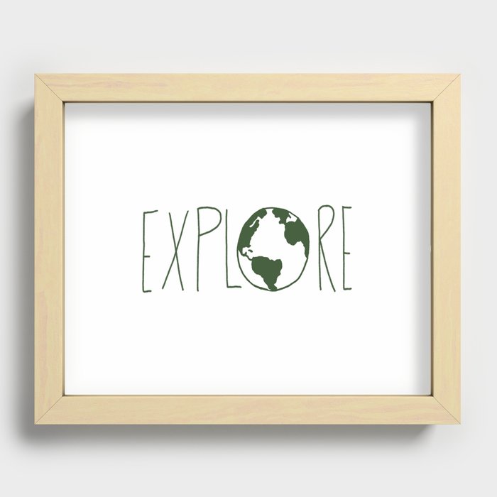 Explore the Globe - Dark Green Recessed Framed Print