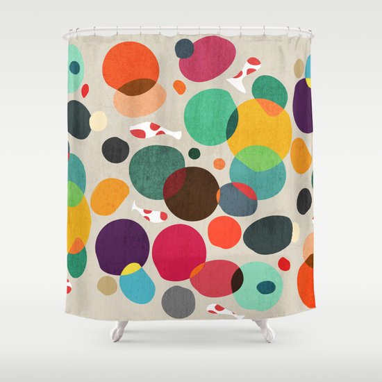 Lotus in koi pond Shower Curtain